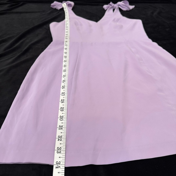 Amanda Uprichard Lilac "Allora" Double V Shoulder Bow Tie Mini Dress Size Medium - Picture 9 of 11